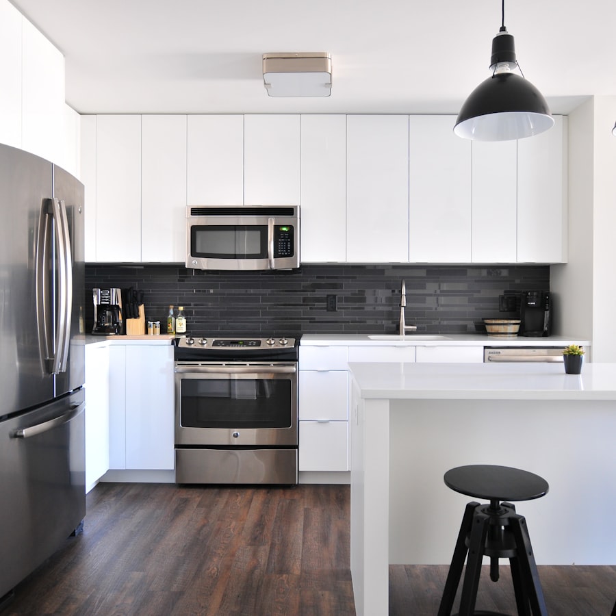 Remodeled open-concept kitchen with quartz waterfall island in Walnut Creek CA home